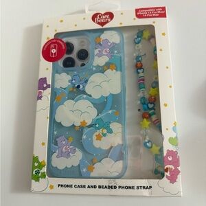 Care Bears Blue and White Phone Case with Beaded Strap